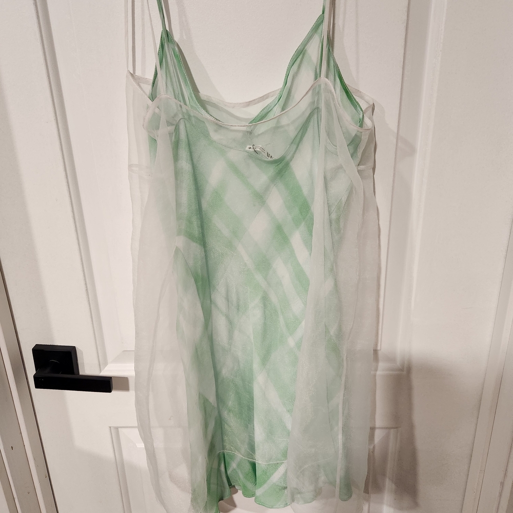 Zara Green and White Sheer Slip Dress - Picture 4 of 5